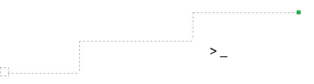 Terminal illustration with dotted lines and cursor
